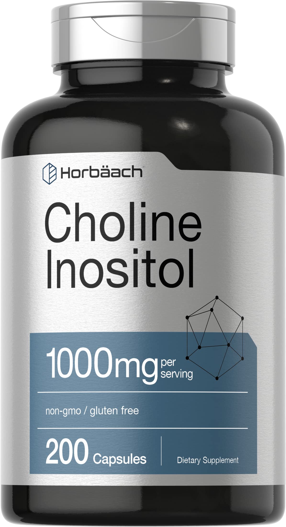 Horbäach Choline Inositol 1000mg 200 capsules vue de face