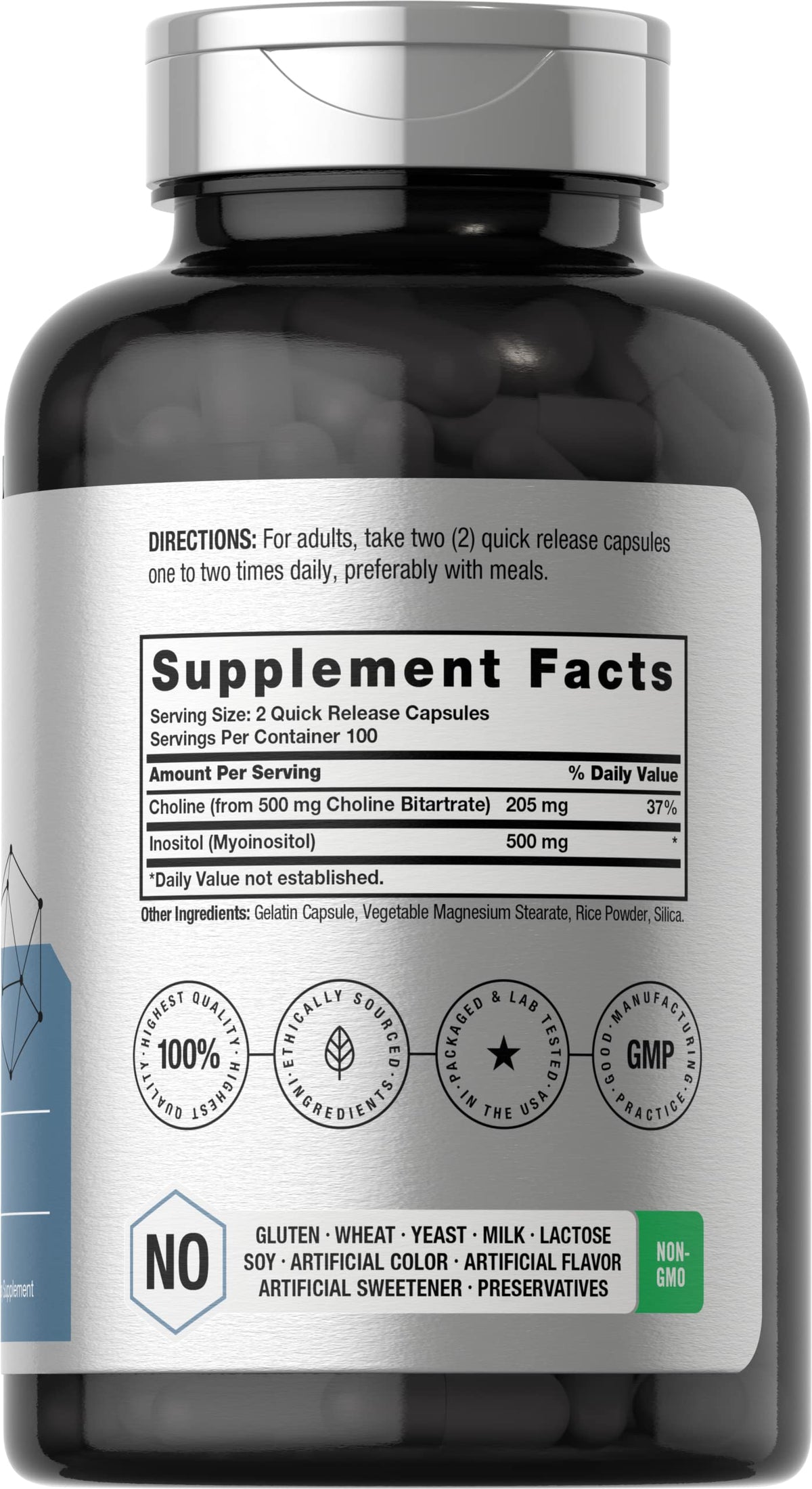 Horbäach Choline Inositol 1000mg capsules avec étiquette