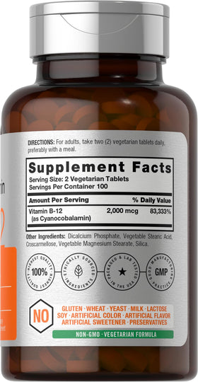 Horbäach Complément Alimentaire B12 2000 mcg tablette