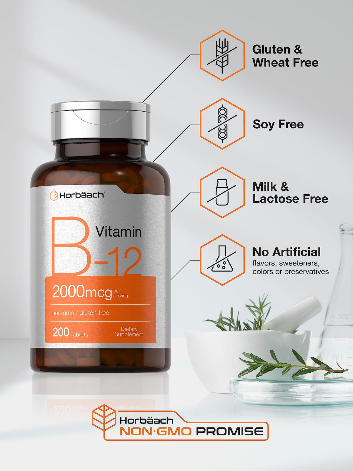 Horbäach Complément Alimentaire B12 2000 mcg vue de côté