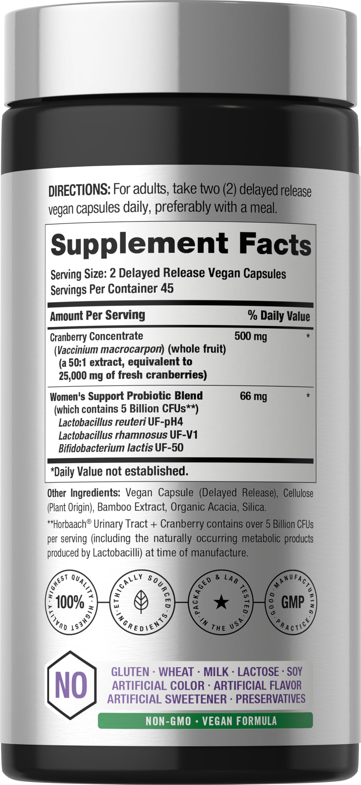 Horbäach Complément Alimentaire Santé Urinaire Femme 90 Capsules Végétales avec étiquette