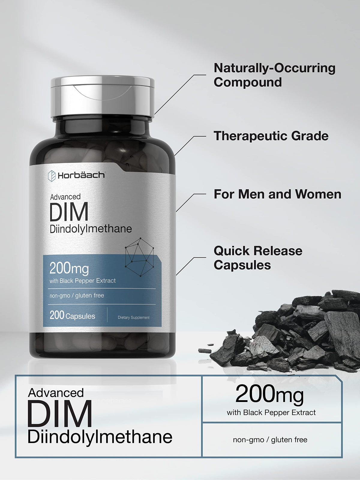 Horbäach Complément DIM 200mg avec extrait de poivre noir