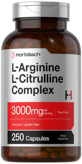 Horbäach Complex L-Arginine L-Citrulline 3000mg 250 Capsules front view