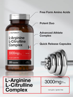 Horbäach Complex L-Arginine L-Citrulline 3000mg capsules close-up