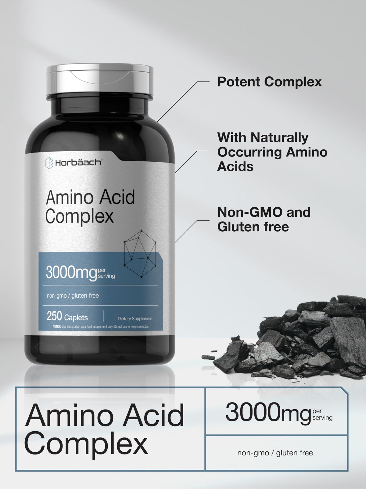 Horbäach Complexe d'Acides Aminés 3000mg étiquette détaillée