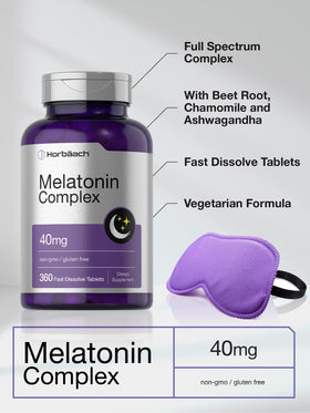 Horbäach Complexe de Mélatonine 40mg comprimés en gros plan