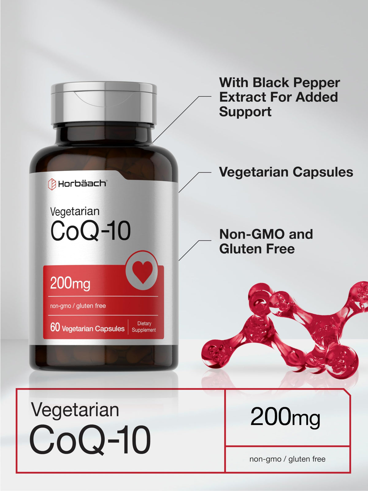 Horbäach CoQ10 200mg capsules, vue de côté
