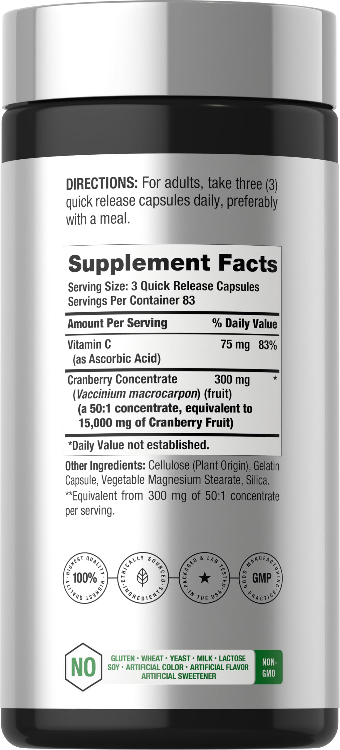 Horbäach Cranberry capsules avec étiquette et informations