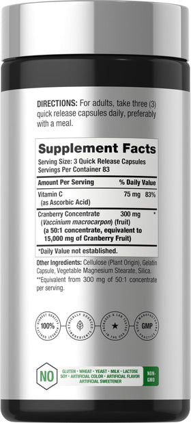 Horbäach Cranberry capsules avec étiquette et informations