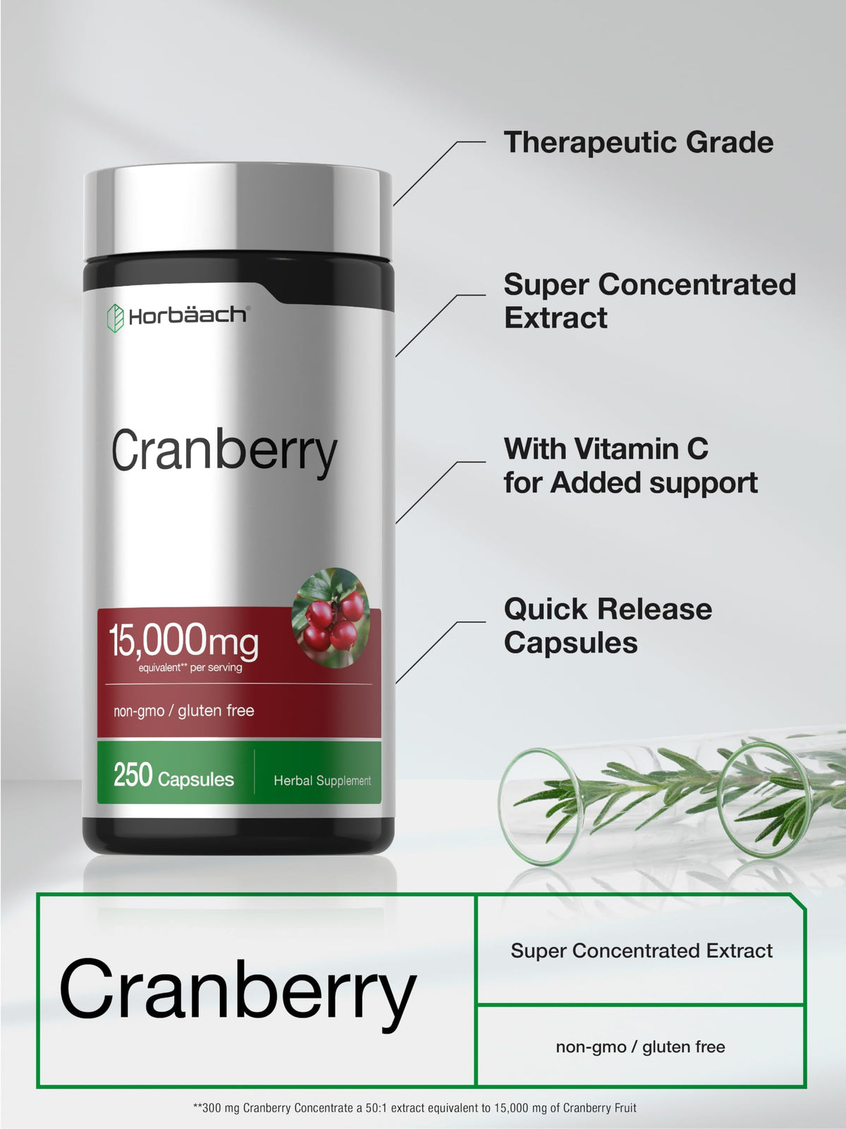 Horbäach Cranberry capsules ouvertes avec contenu