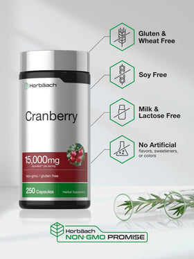 Horbäach Cranberry capsules sur une table en bois
