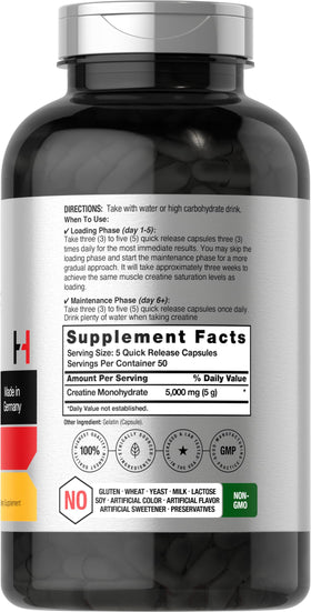 Horbäach créatine monohydrate 5000mg gélules vue arrière