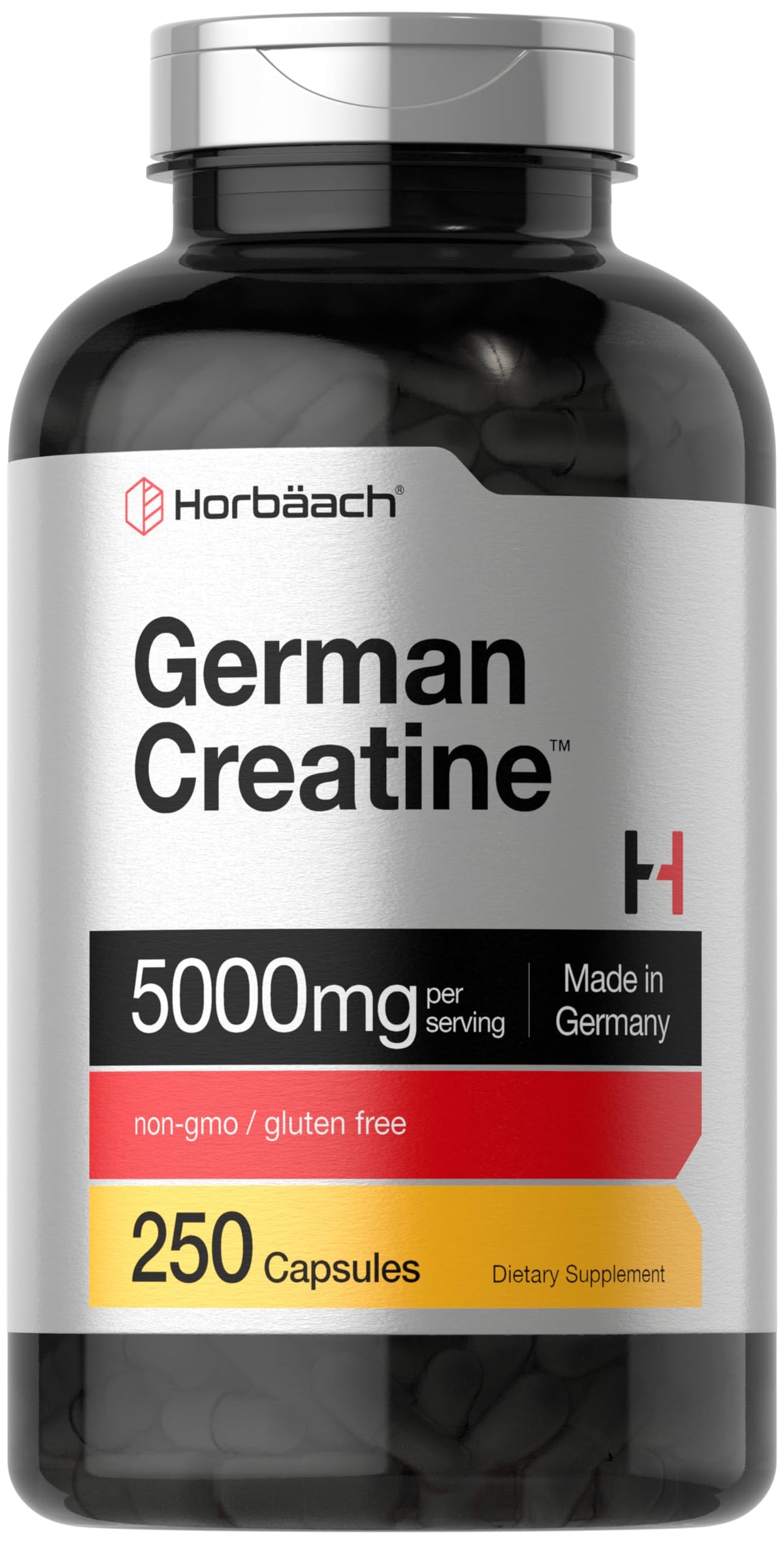 Horbäach créatine monohydrate 5000mg gélules vue de face