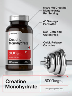 Horbäach Créatine Monohydrate 5g 225 Capsules sur une table