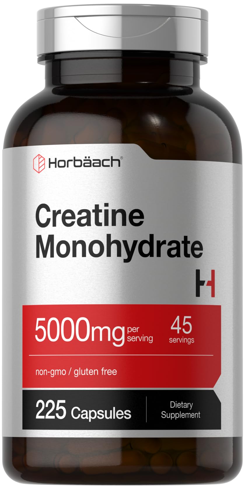 Horbäach Créatine Monohydrate 5g 225 Capsules vue de face