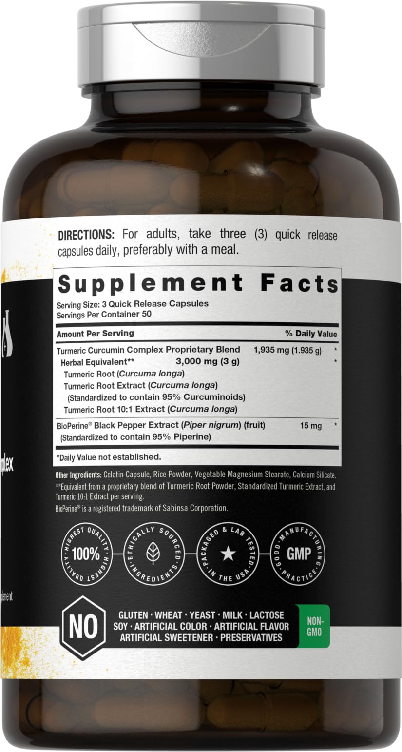 Horbäach Curcuma Curcumine 150 capsules arrière de l'emballage