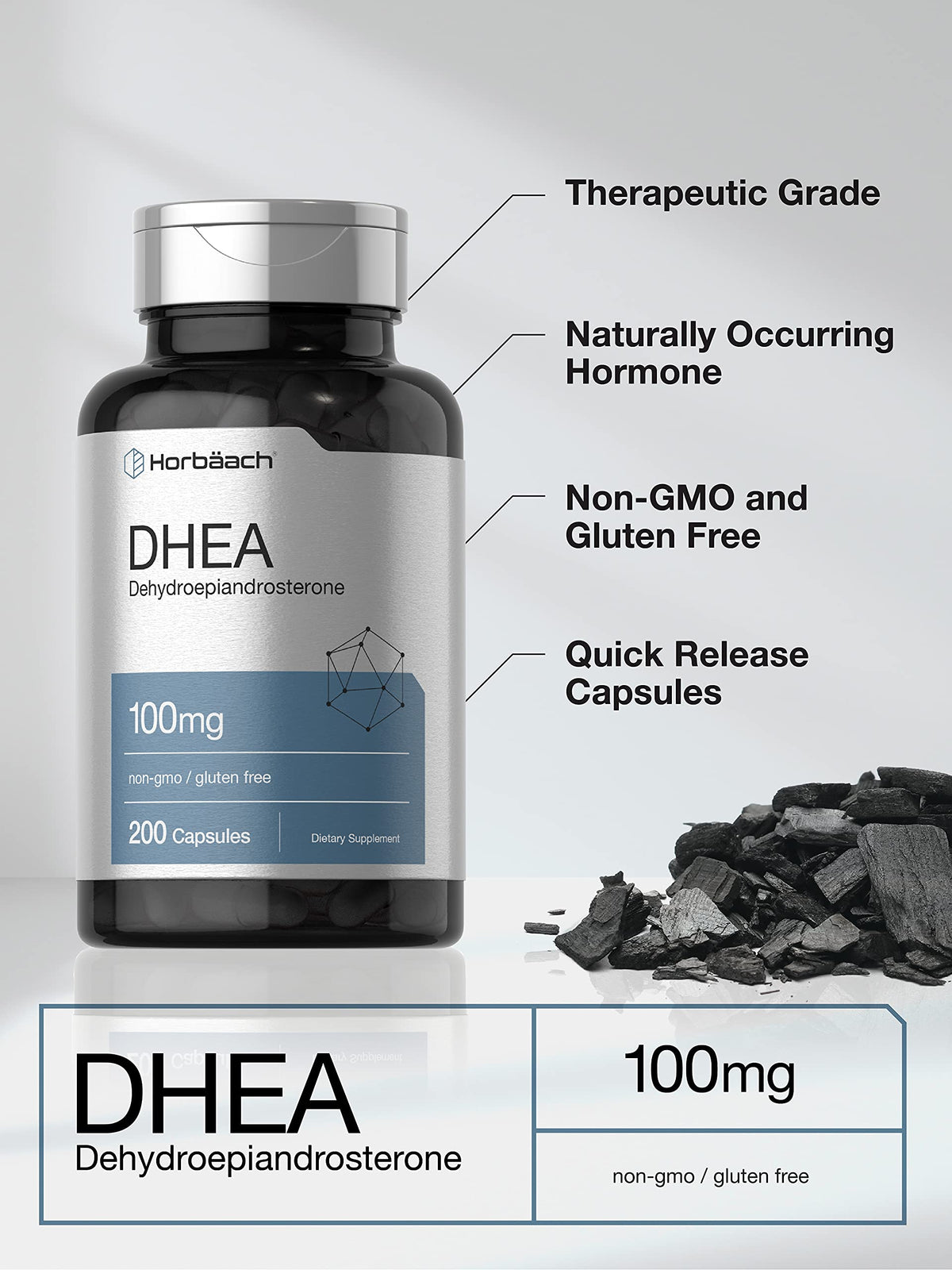 Horbäach DHEA 100mg 200 capsules côté