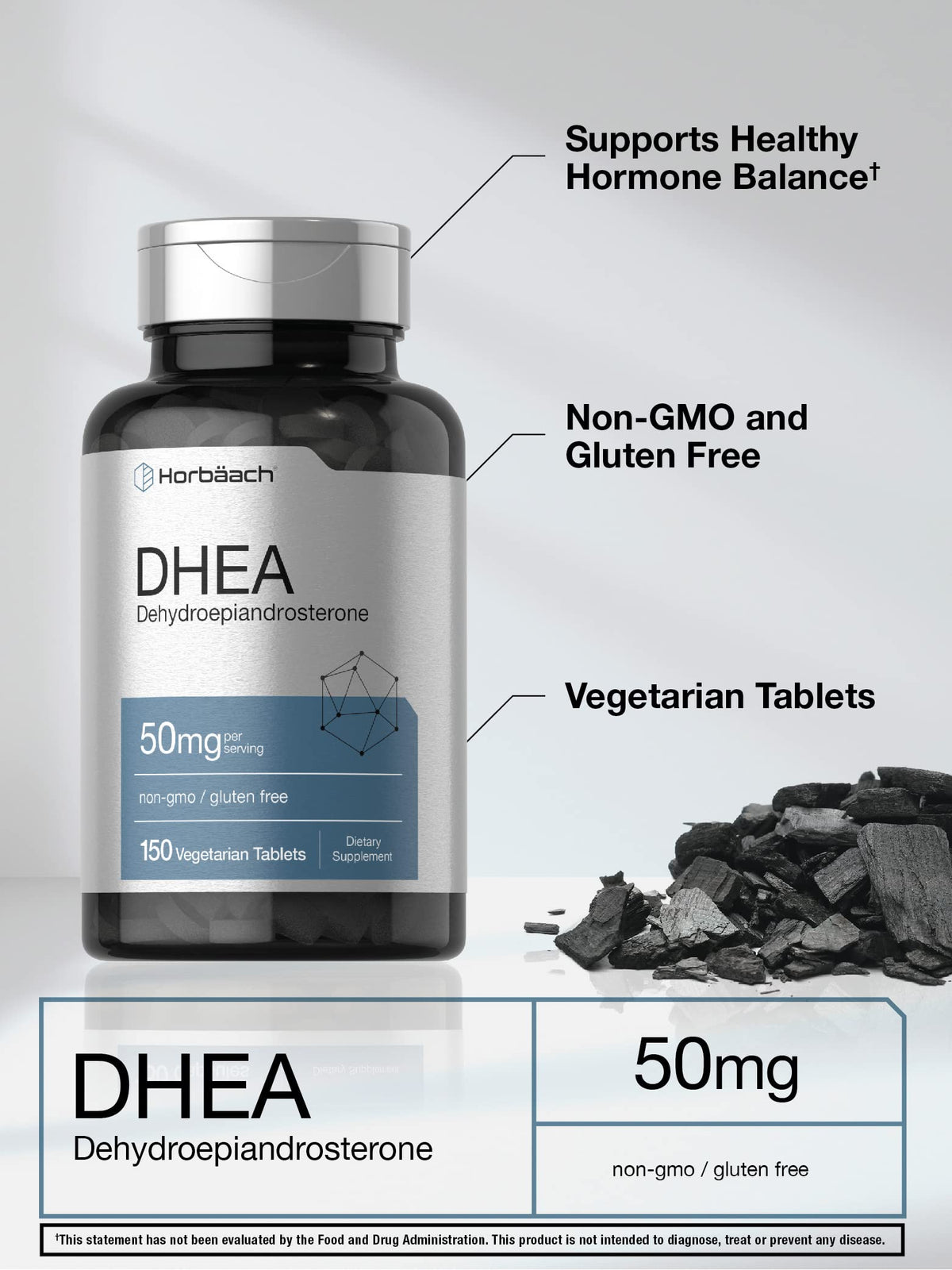 Horbäach DHEA 50mg 150 comprimés vue latérale