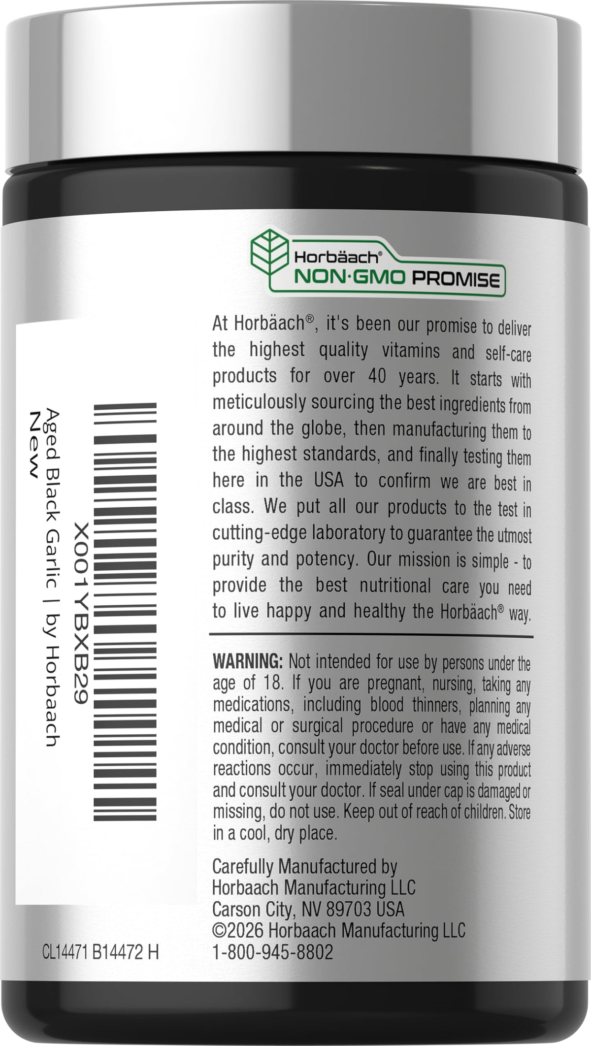 Horbäach Extrait de Ail Vieilli Capsules 60 Compte côté