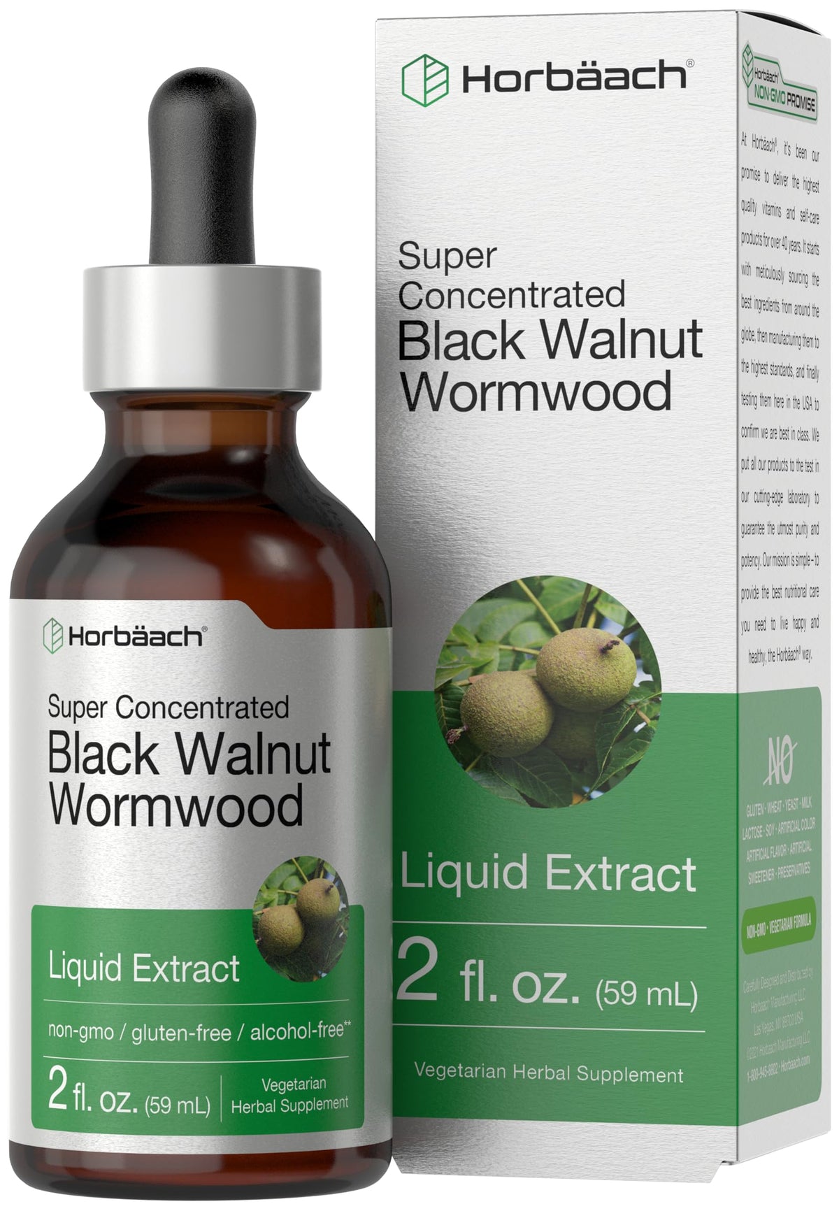 Horbäach Extrait de Coque de Noix Noire et Absinthe 60 ml - vue avant