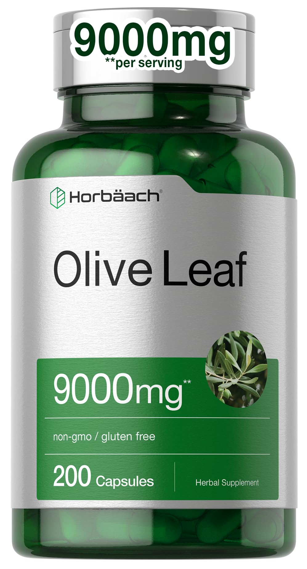 Horbäach extrait de feuille d'olivier 200 capsules vue avant
