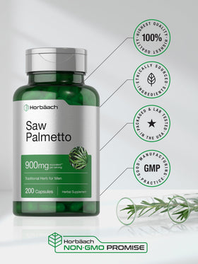 Horbäach Extrait de Saw Palmetto - capsules à l'extérieur du flacon