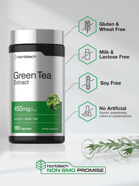 Horbäach extrait de thé vert capsules avec verre d'eau
