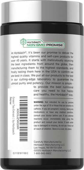 Horbäach extrait de thé vert capsules ouvertes sur une table