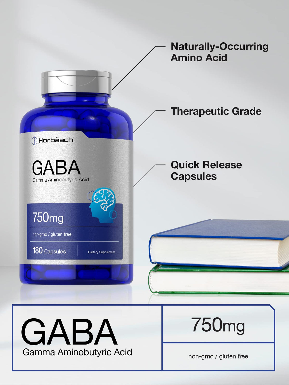 Horbäach GABA 750mg capsules en poudre, capsules individuelles