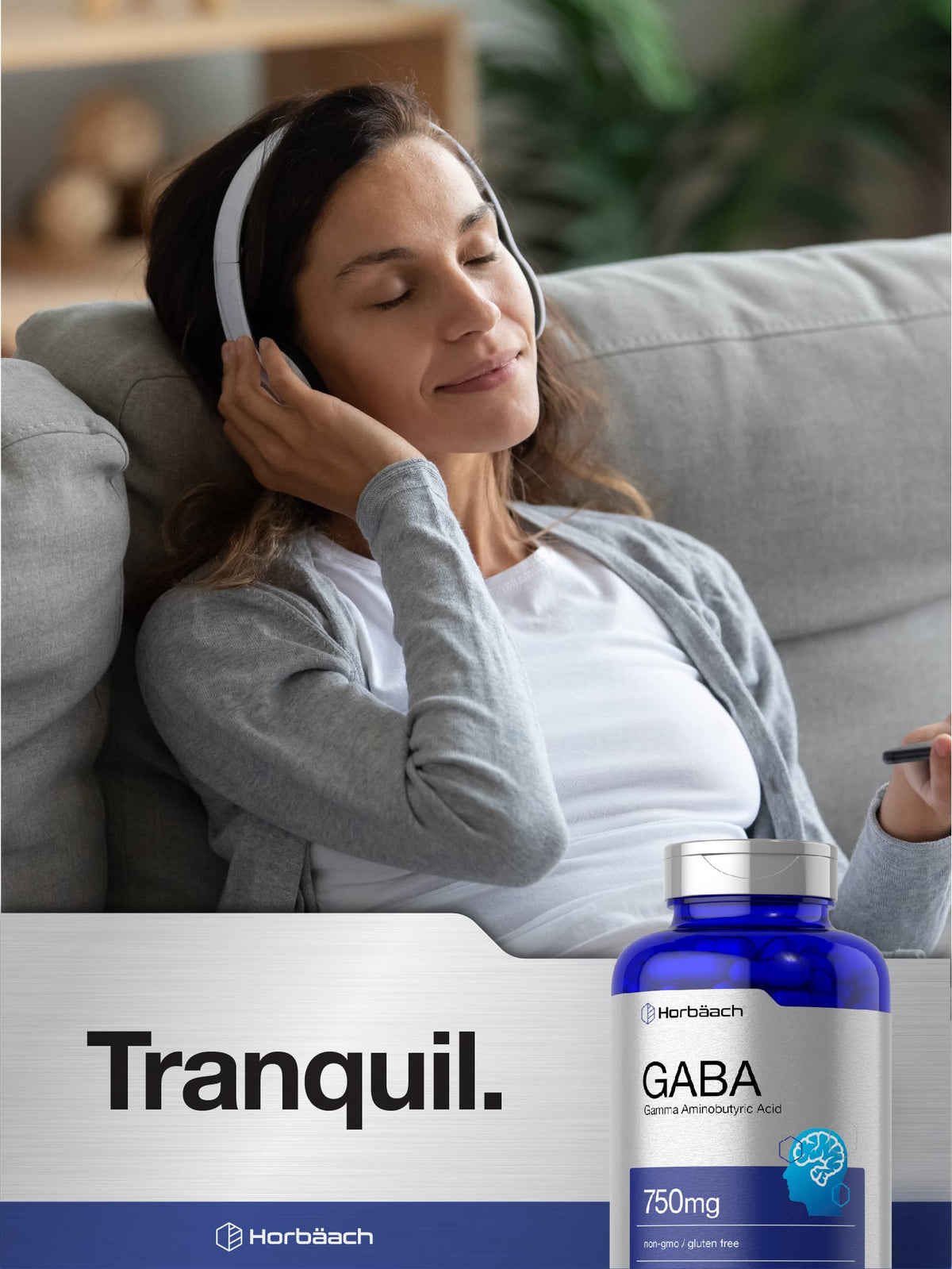 Horbäach GABA 750mg capsules en poudre, prise avec un verre d'eau