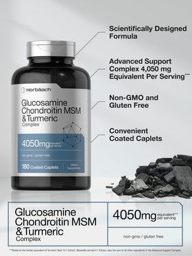 Horbäach Glucosamine Chondroitin MSM comprimés en main
