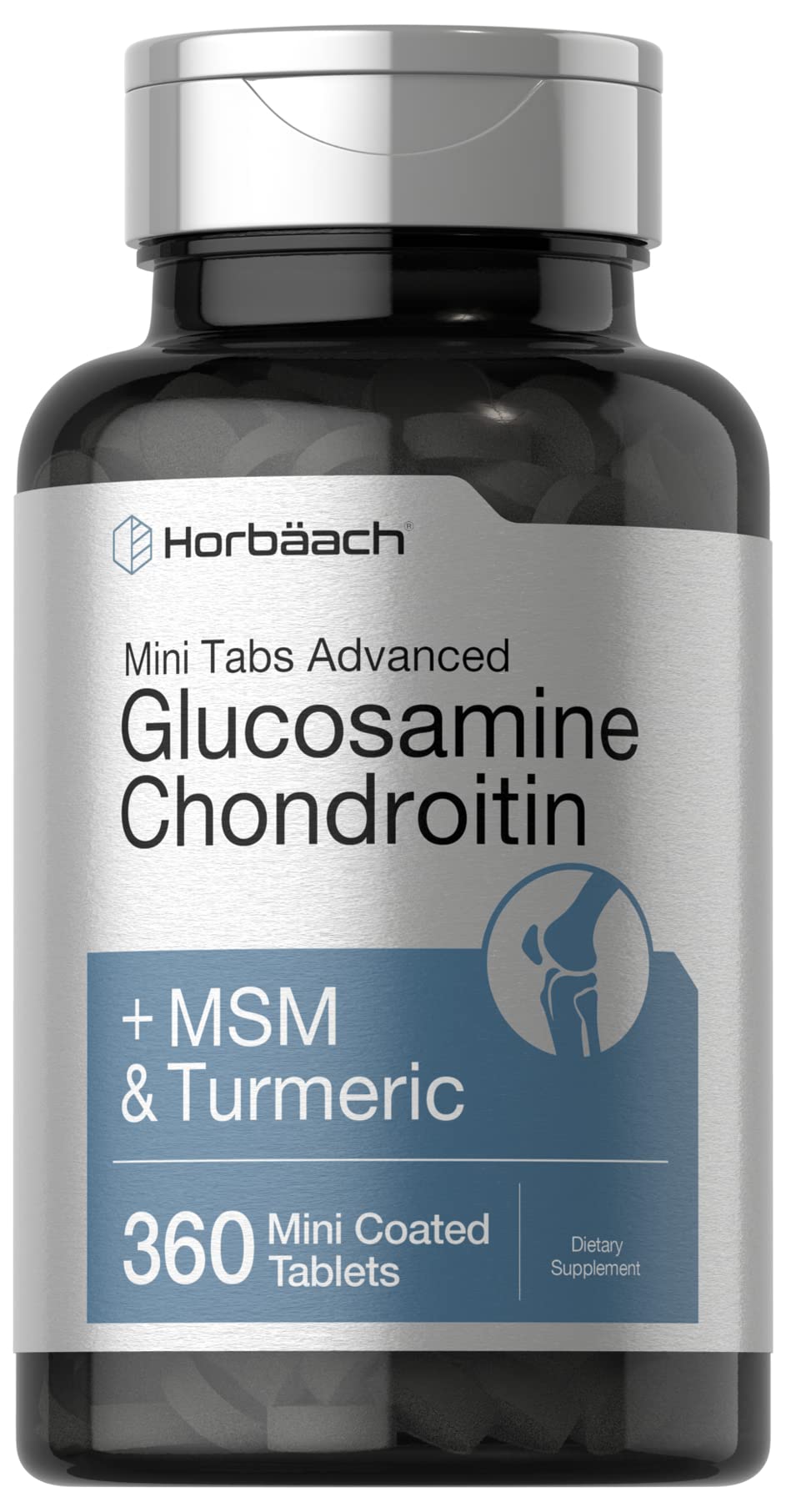 Horbäach Glucosamine Chondroitin MSM Curcuma 360 comprimés vue de face