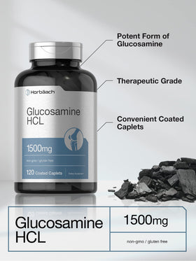 Horbäach Glucosamine HCL 1500mg comprimés dans une main