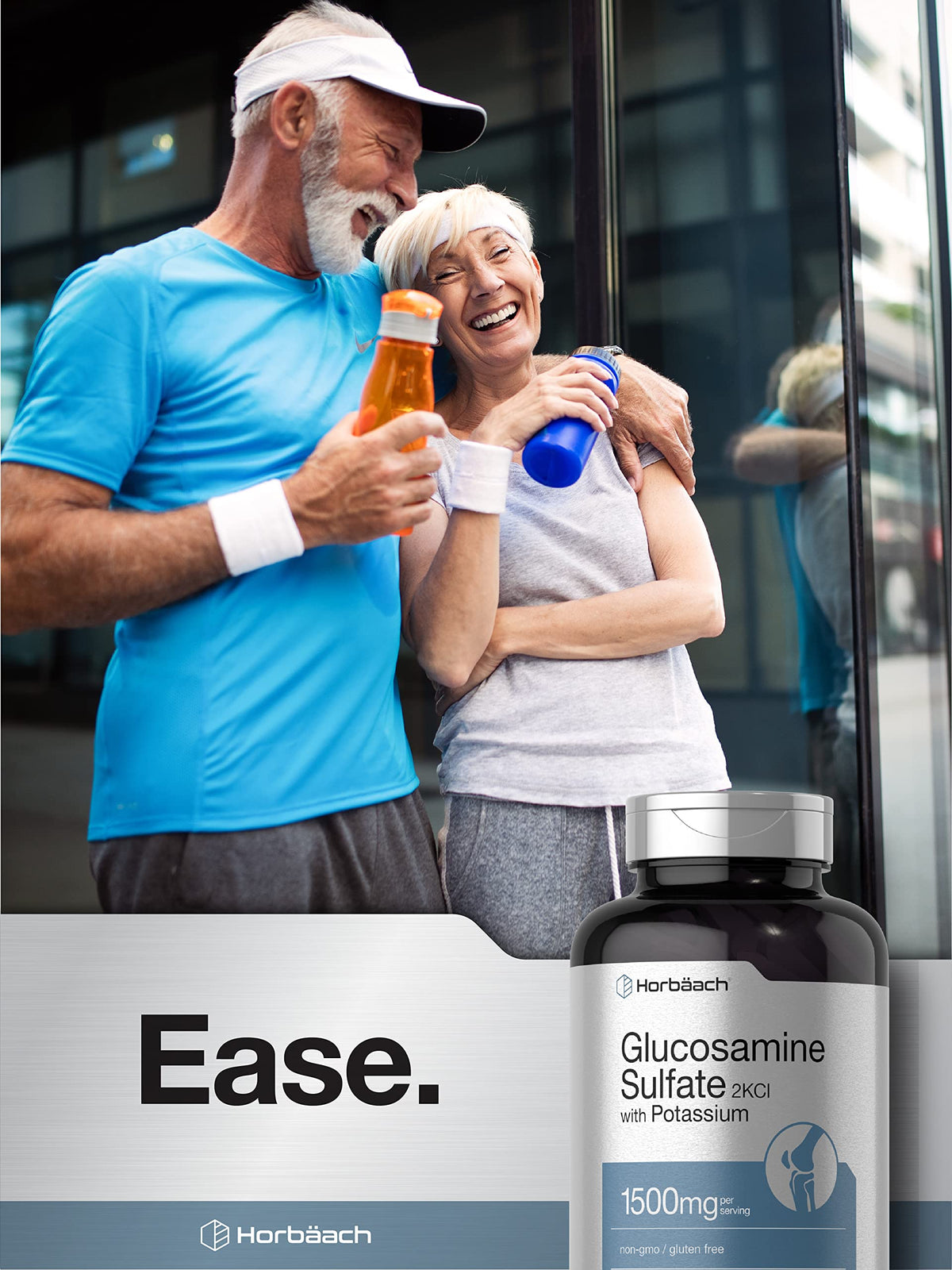 Horbäach Glucosamine Sulfate 1500mg 240 comprimés avec un fond neutre