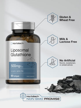 Horbäach Glutathione Liposomal 500mg gélules sur un fond blanc