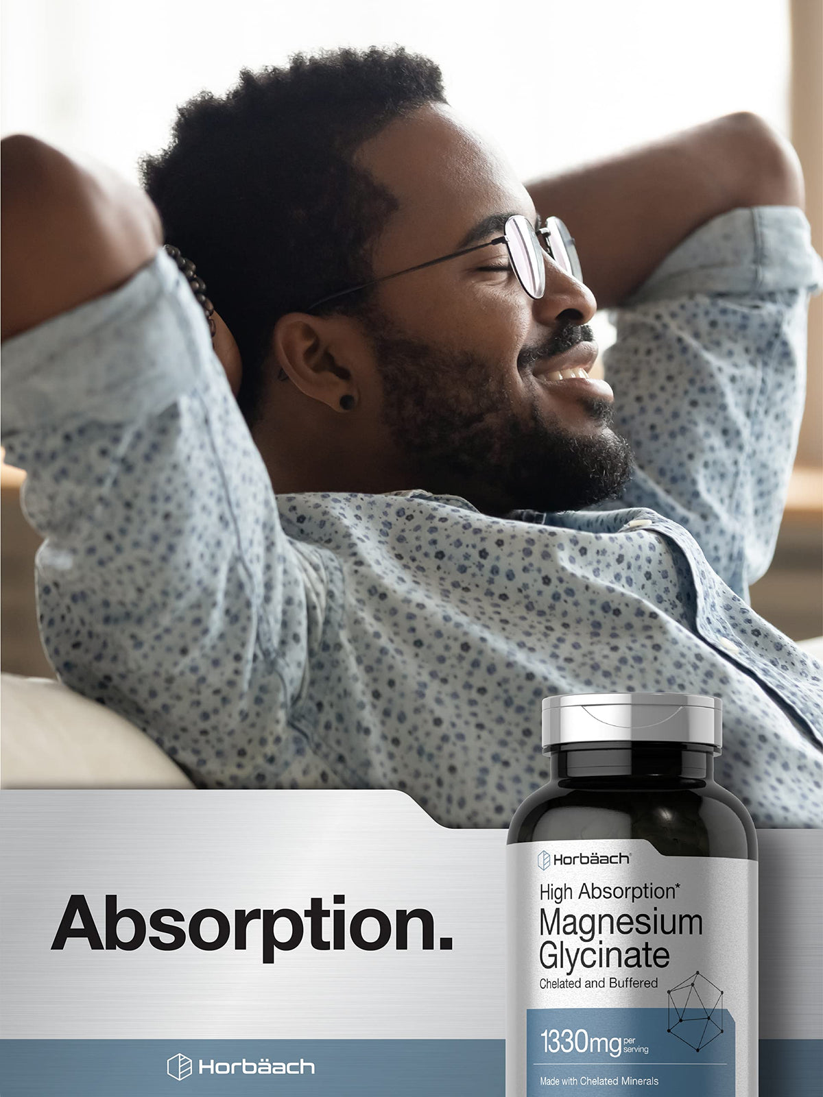 Horbäach Glycinate de Magnésium 1330mg 250 capsules avec étiquette