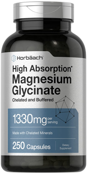 Horbäach Glycinate de Magnésium 1330mg 250 capsules vue avant