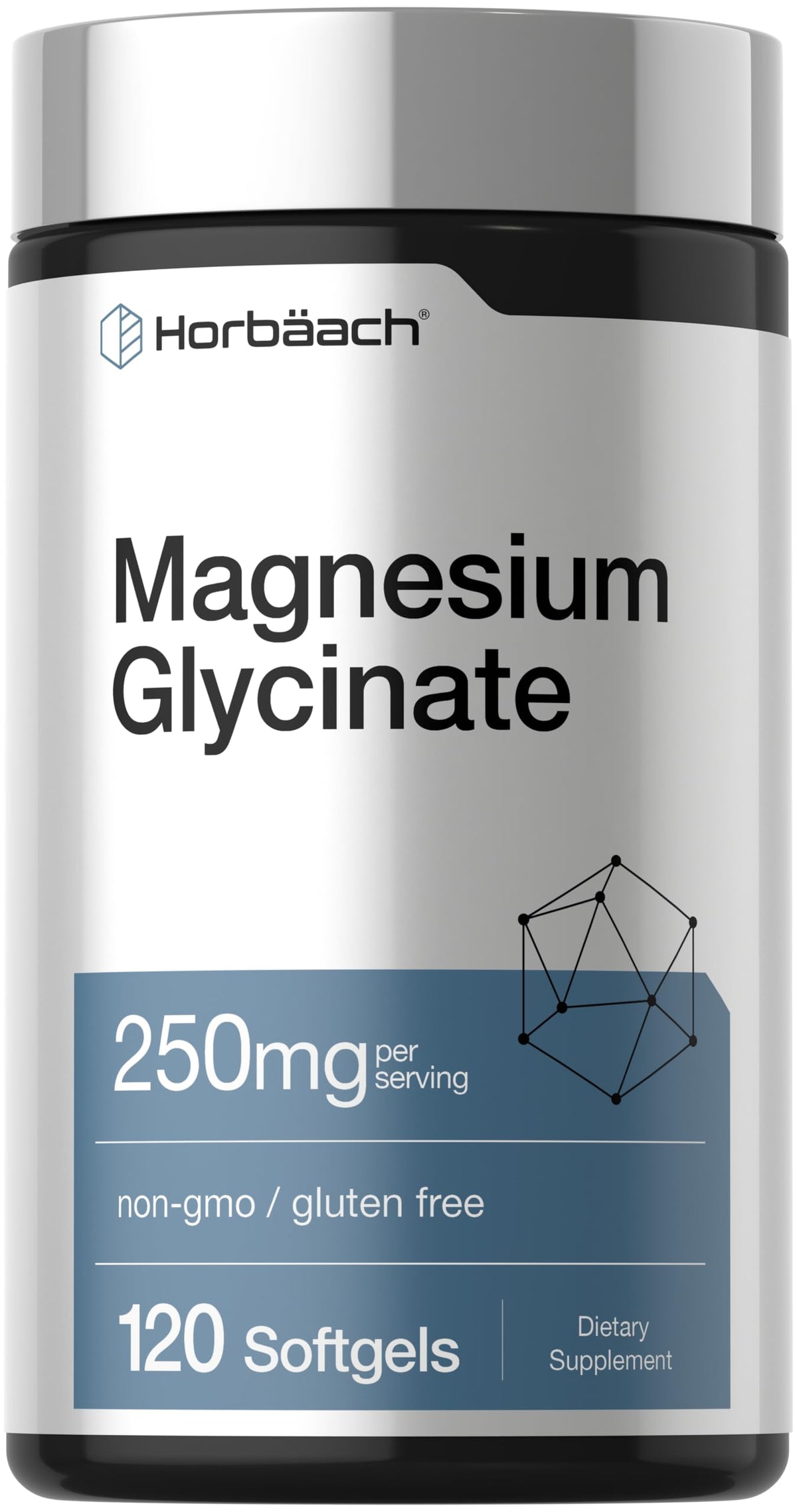 Horbäach Glycinate de Magnésium 250mg 120 Gélules vue avant