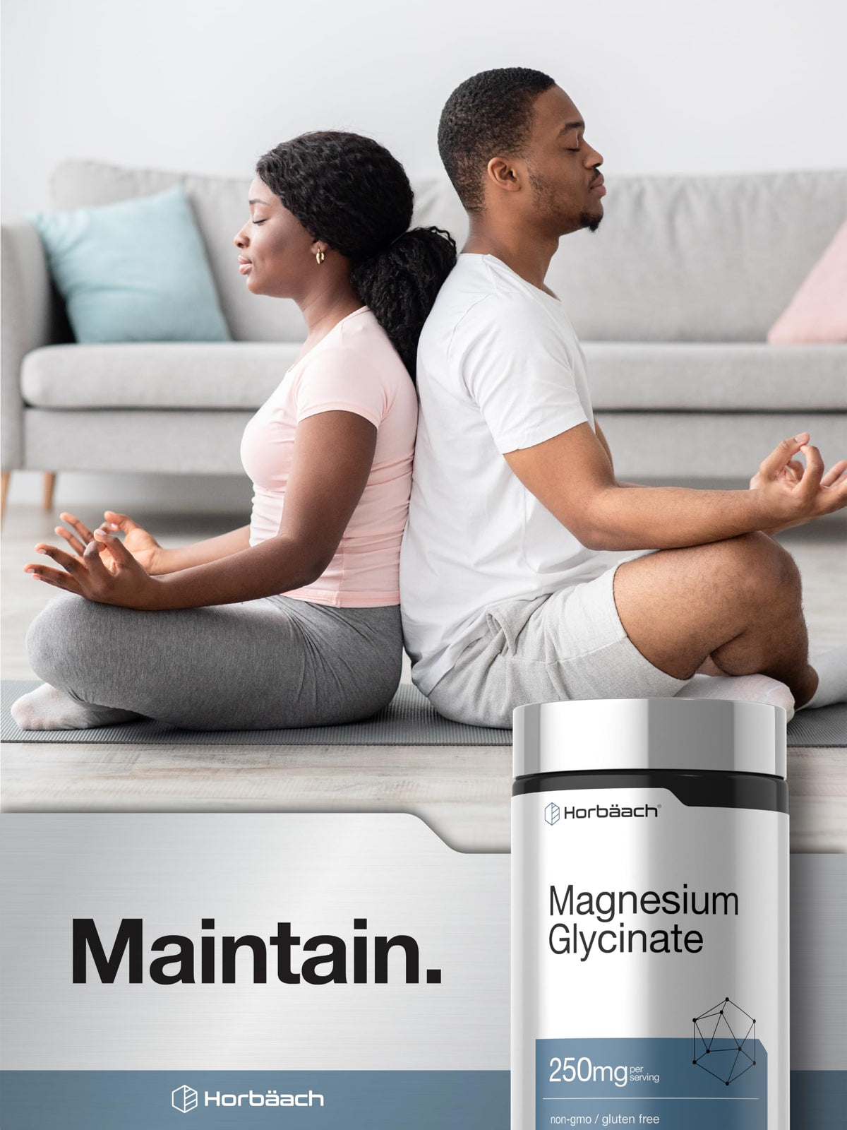 Horbäach Glycinate de Magnésium 250mg gélules en gros plan