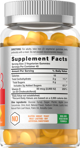 Horbäach gommes Vitamine D3 2000 IU boîte de 90 pièces