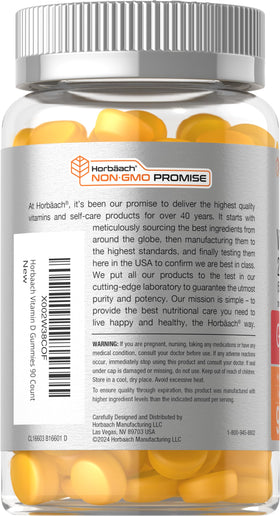 Horbäach gommes Vitamine D3 2000 IU vue de côté