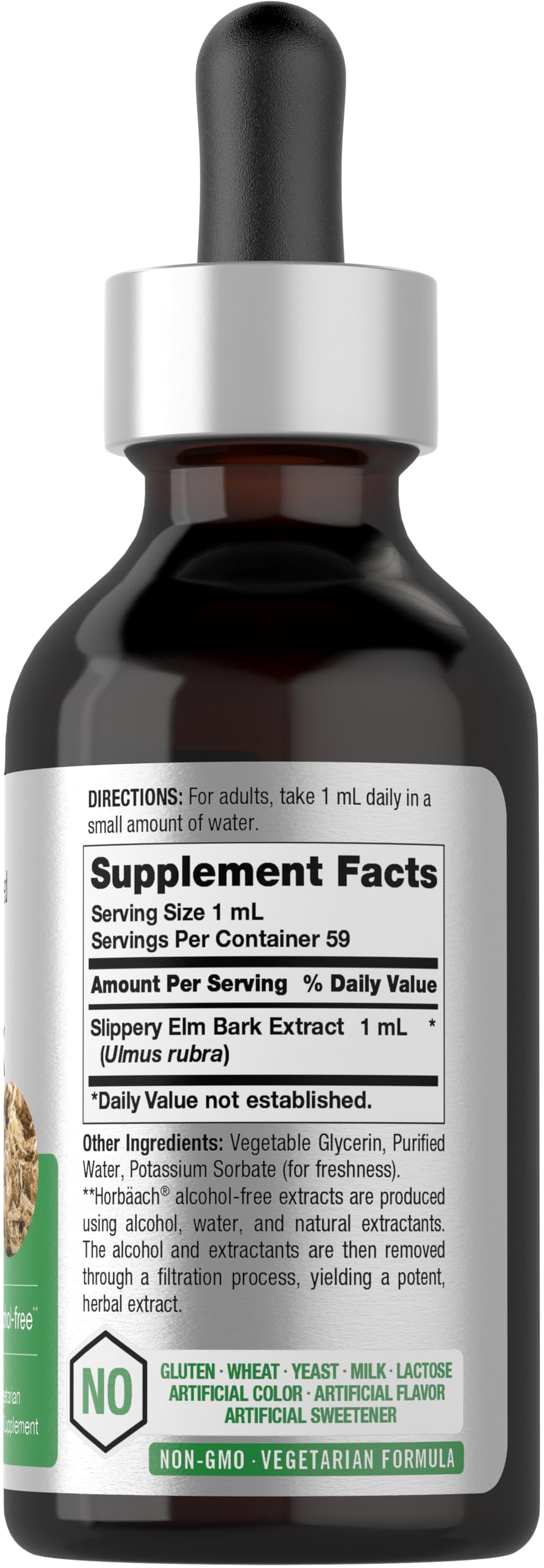 Horbäach Gouttes de Bois de Slippery Elm 60 ml étiquette
