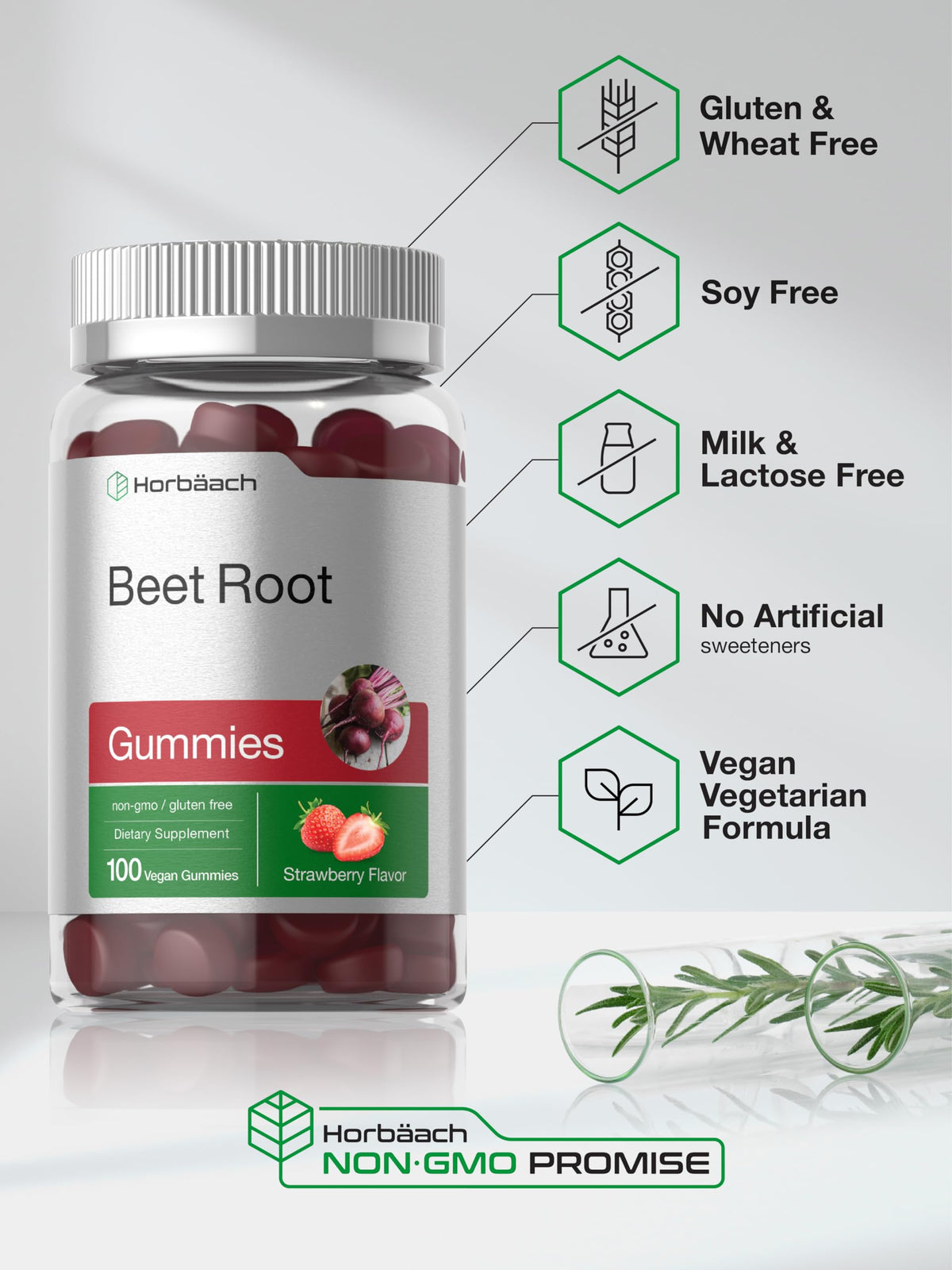 Horbäach Gummies de Betterave, arrière de l'emballage