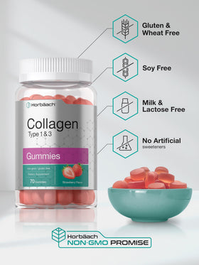 Horbäach gummies de collagène fraise avec des fraises fraîches