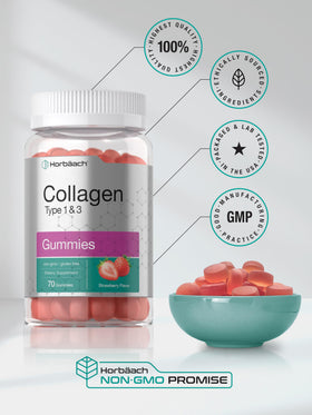 Horbäach gummies de collagène fraise en gros plan