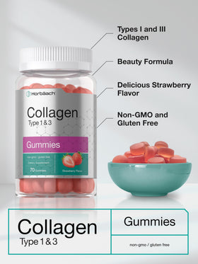 Horbäach gummies de collagène fraise sur une table en bois