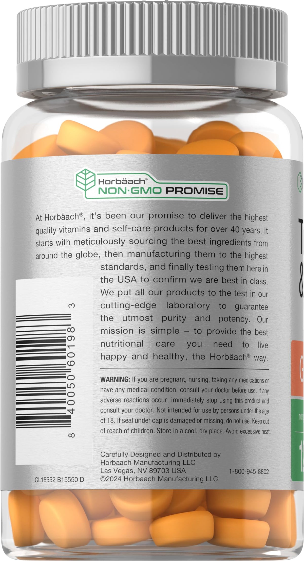 Horbäach gummies de curcuma et gingembre côté du paquet