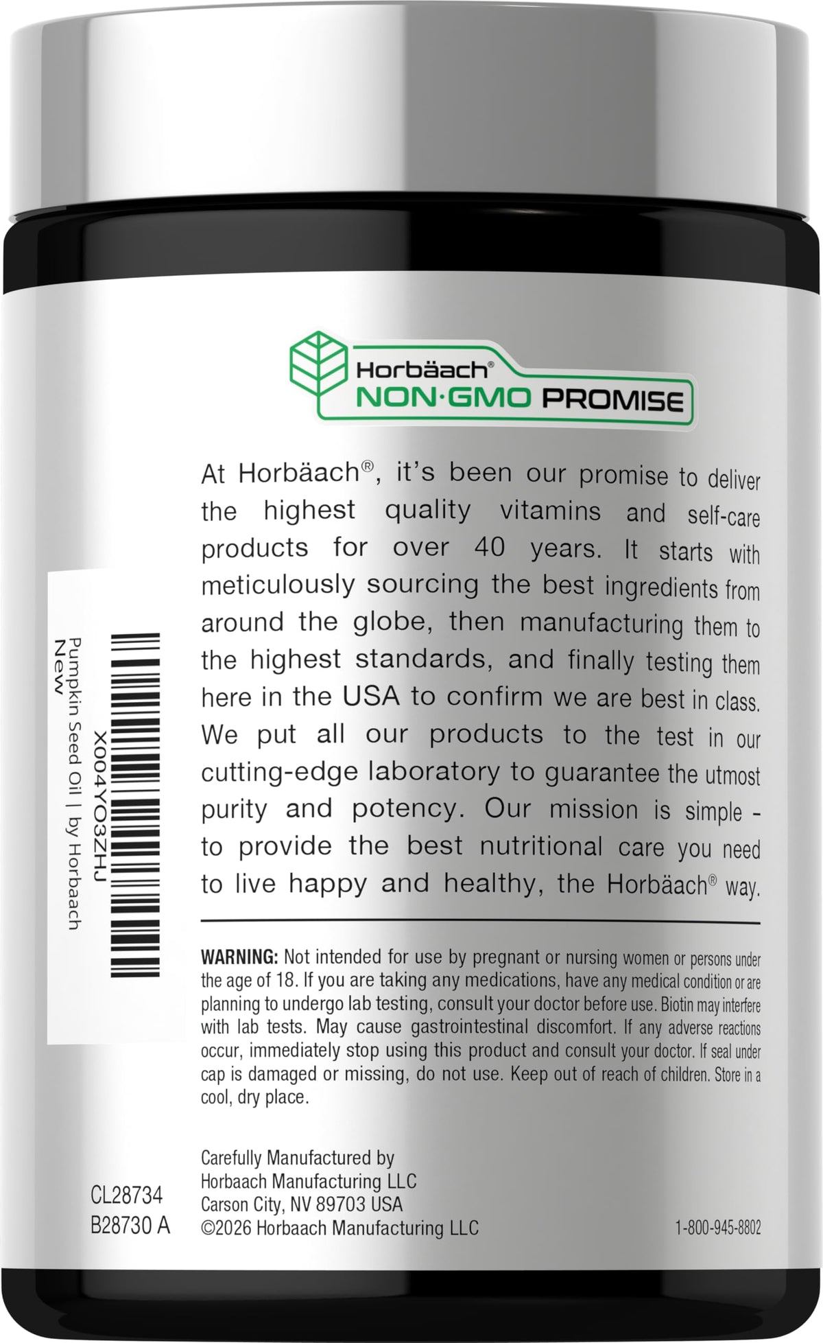 Horbäach huile de graine de citrouille 4000mg étiquette