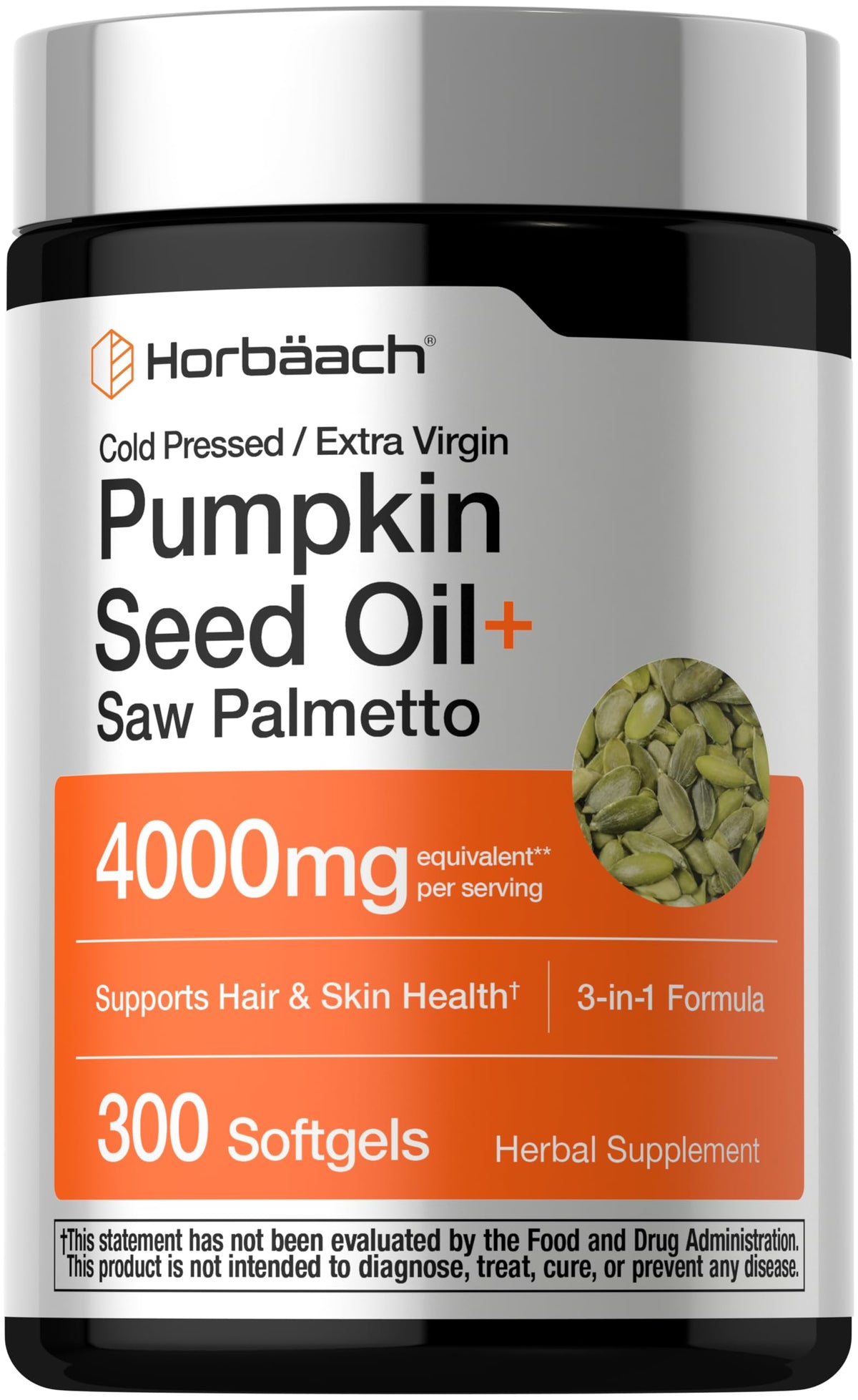 Horbäach huile de graine de citrouille 4000mg flacon avant