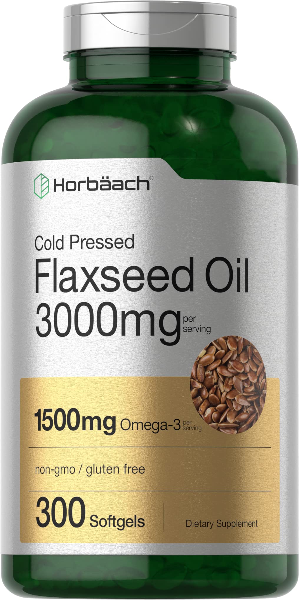 Horbäach Huile de Graines de Lin 3000mg - vue de l'emballage avant